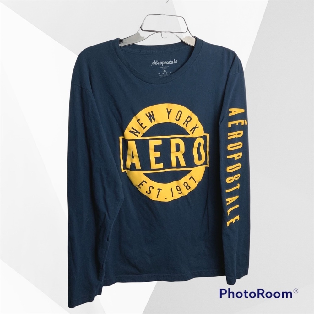Aeropostale New York Navy with Gold Design Shirt Men L